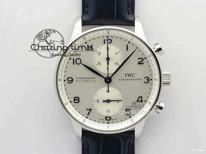 MIROTIME 0424 UrbanStyle Portuguese IW371446 ZF 1:1 Best Edition SS White Dial Blue Markers On Blue Leather Strap  A79350 V 7270